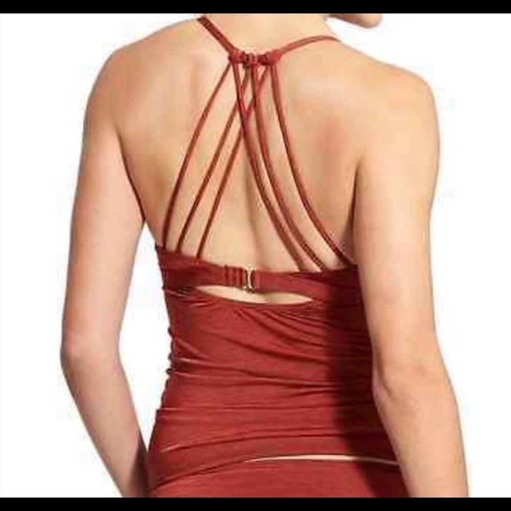 Athleta Aqualuxe Molded Cup Strappy Back Tankini Swim Top Size Small